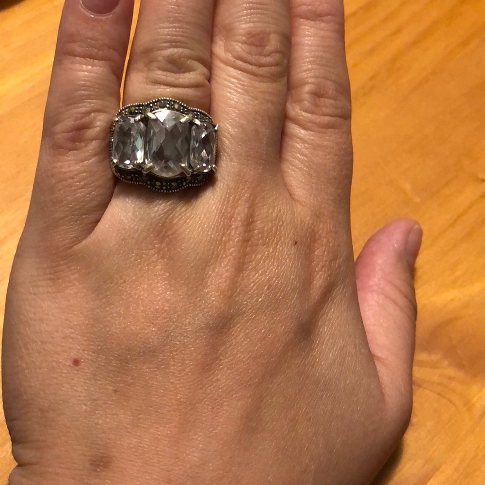 Three Gem and Marcasite Ring